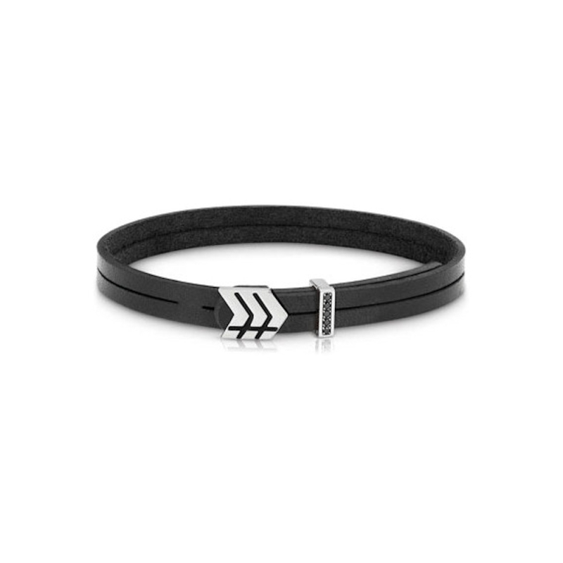 NOMINATION - Bracciale METROPOLITAN in acciaio con smalto e pelle Freccia