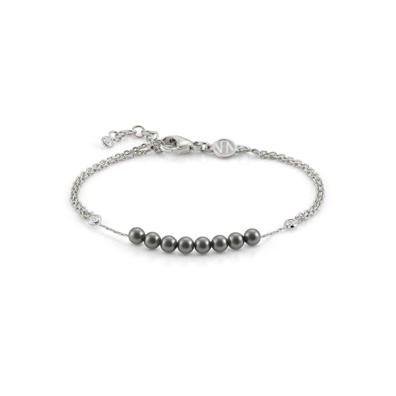NOMINATION - Bracciale BELLA in argento 925, Cubic Zirconia e 1 fila di perle PERLA GRIGIA