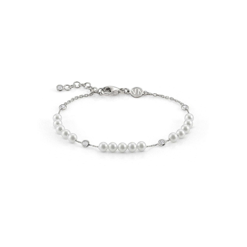 NOMINATION - Bracciale BELLA in argento 925, Cubic Zirconia e 3 fili di perle PERLA BIANCA