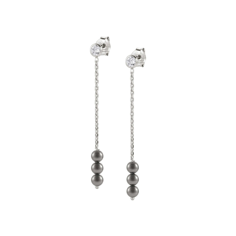 NOMINATION - Orecchini BELLA in argento 925, Cubic Zirconia e fila perle PERLA GRIGIA
