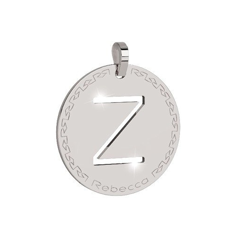 REBECCA - LETTERA Z BIANCA IN BRONZO CON COLLANA IN ACCIAIO