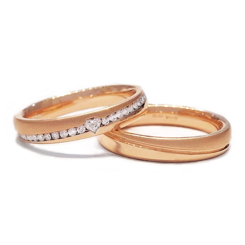 Satin/Polished Rose Gold Engagement  Ring mod. Regina mm. 3,5