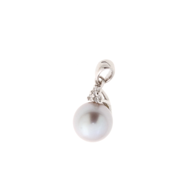 18 Kt White Gold Pendant with Pearl
