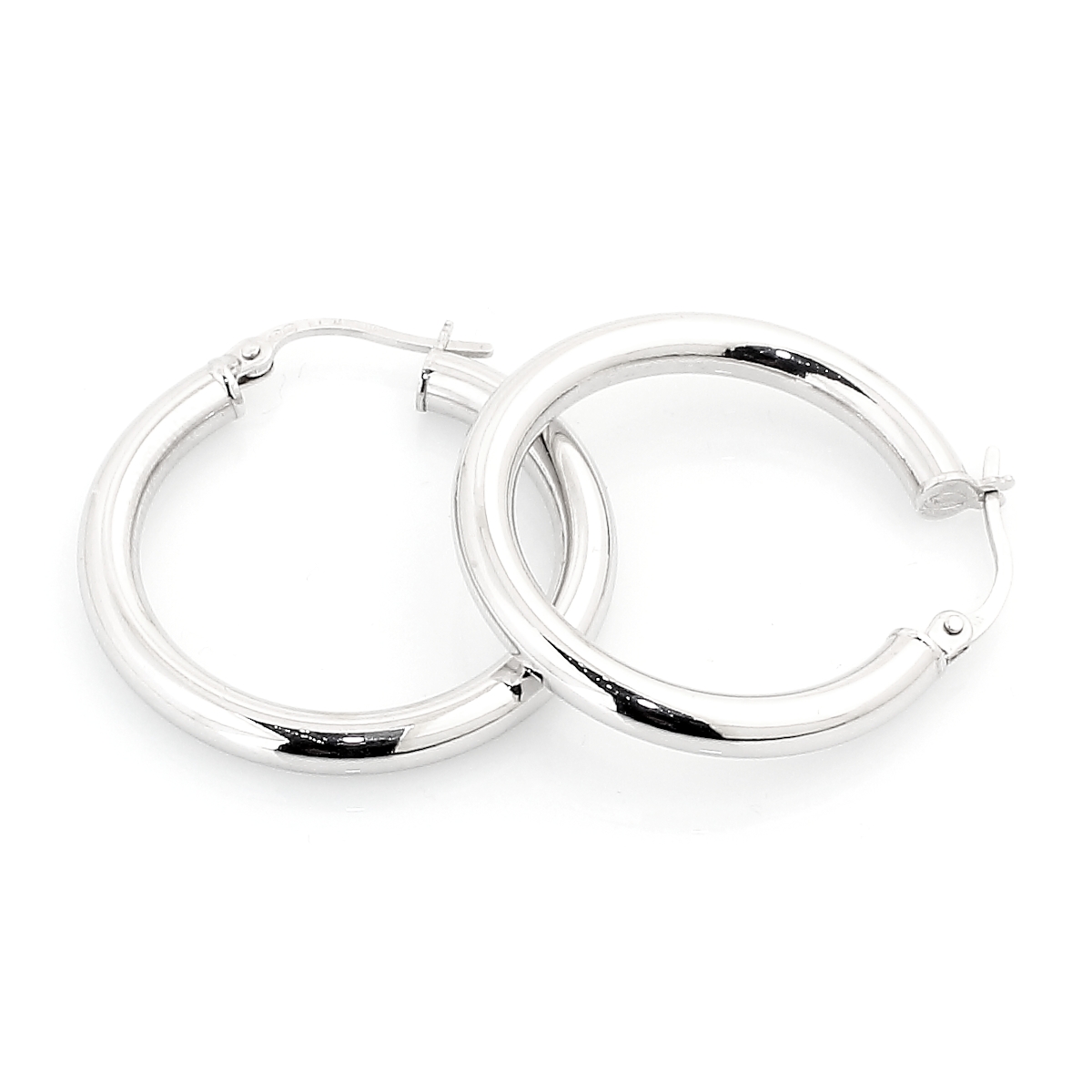 Orecchini a cerchio in Oro Bianco 18 Kt. 750 Mill. ( Diam. 2,5 Cm)