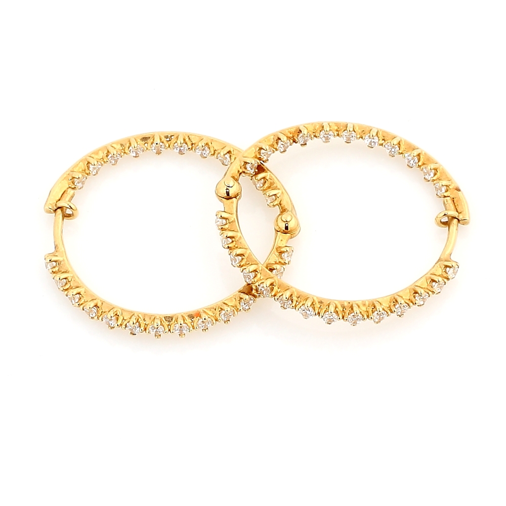 18 Kt Yellow Gold Earrings with Cubic Zirconia ( Diameter 2,5 Cm )