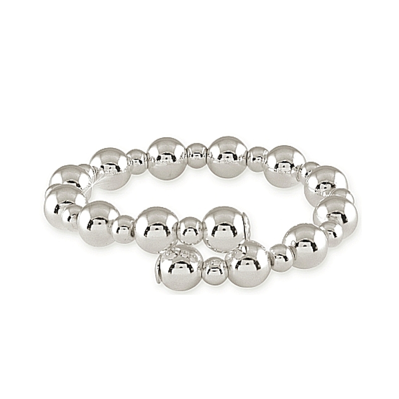 UNOAERRE - BRACCIALE in bronzo bianco FLESSIBILE CON SFERE
