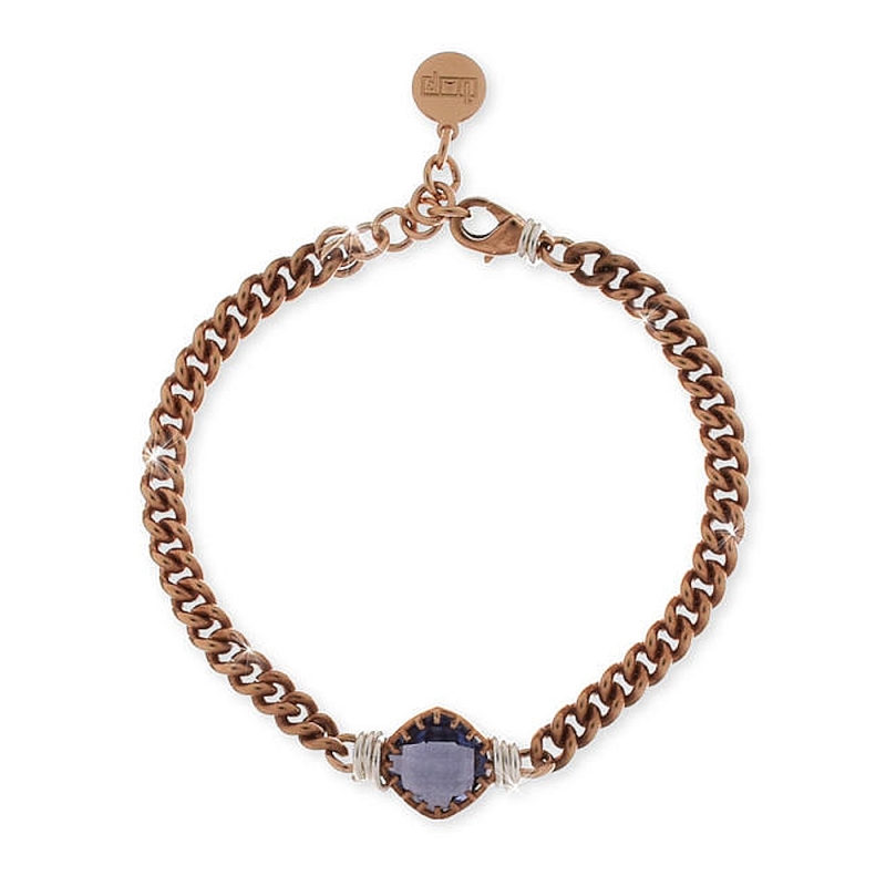 UNOAERRE - BRACCIALE in bronzo rosa con pietra Cm. 17