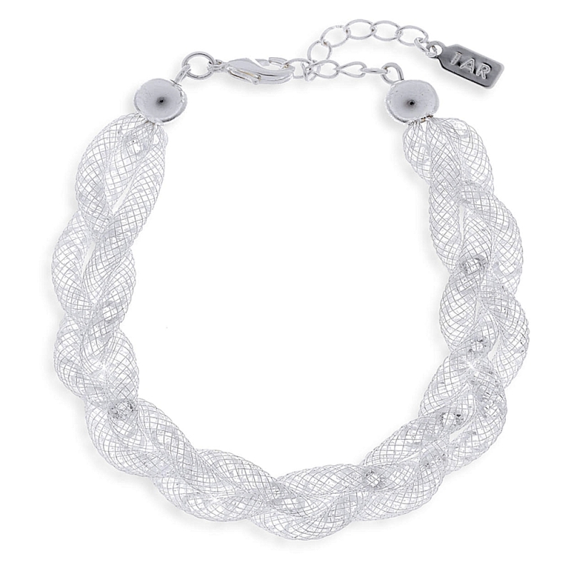 UNOAERRE - BRACCIALE in bronzo bianco rete intrecciata Cm. 19