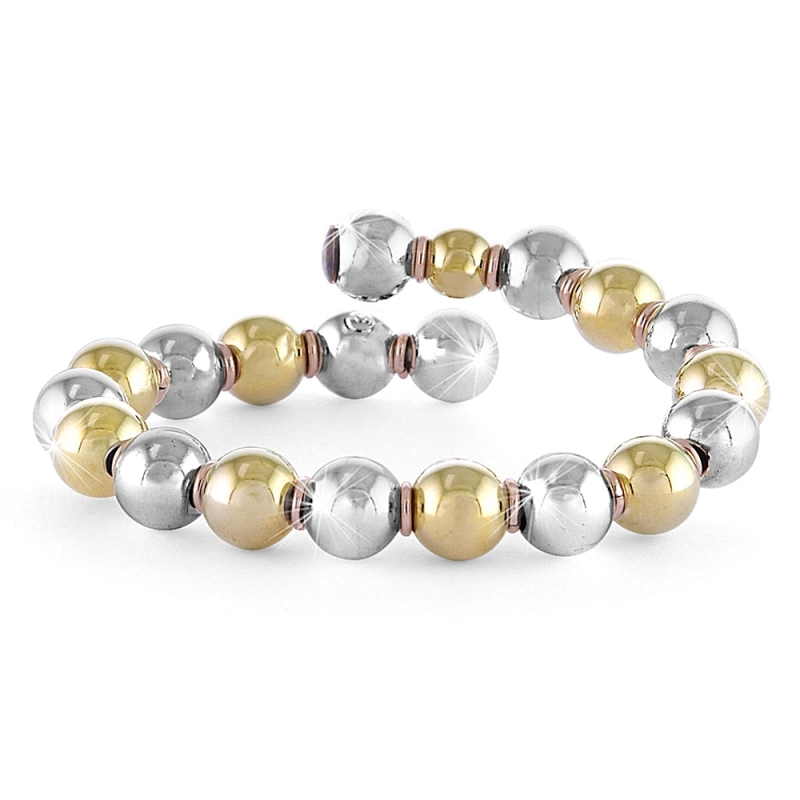 UNOAERRE - BRACCIALE in bronzo bicolore FLESSIBILE CON SFERE