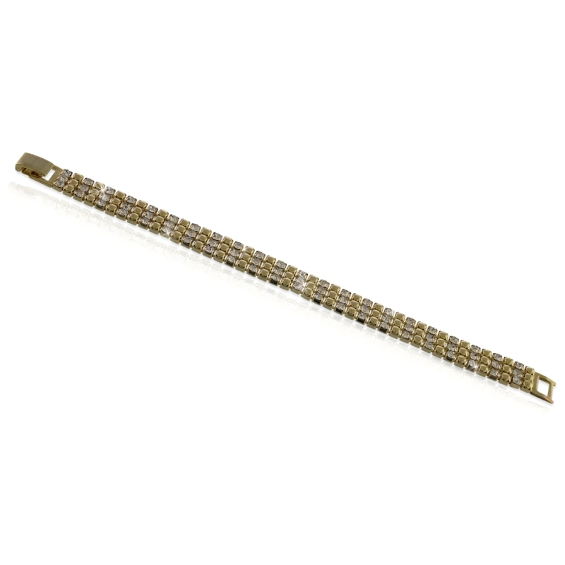 UNOAERRE - Bracciale in ottone giallo tennis tre fili alternato Cm. 17