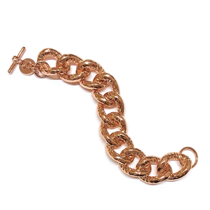 UNOAERRE - BRACCIALE in bronzo rodiato grumette liscia martellata Cm. 20