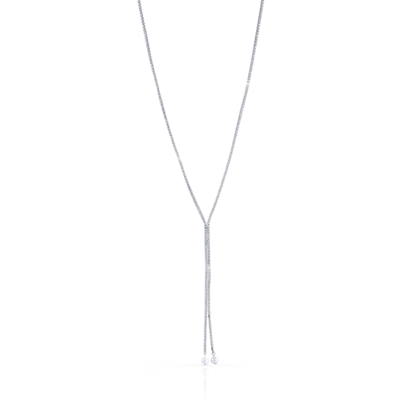 UNOAERRE - COLLANA in bronzo bianco morbida con perle Cm. 46