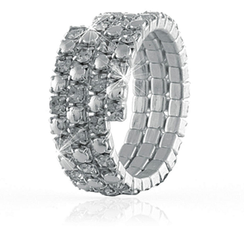 UNOAERRE - Anello in ottone bianco riviera alternata 3 fili