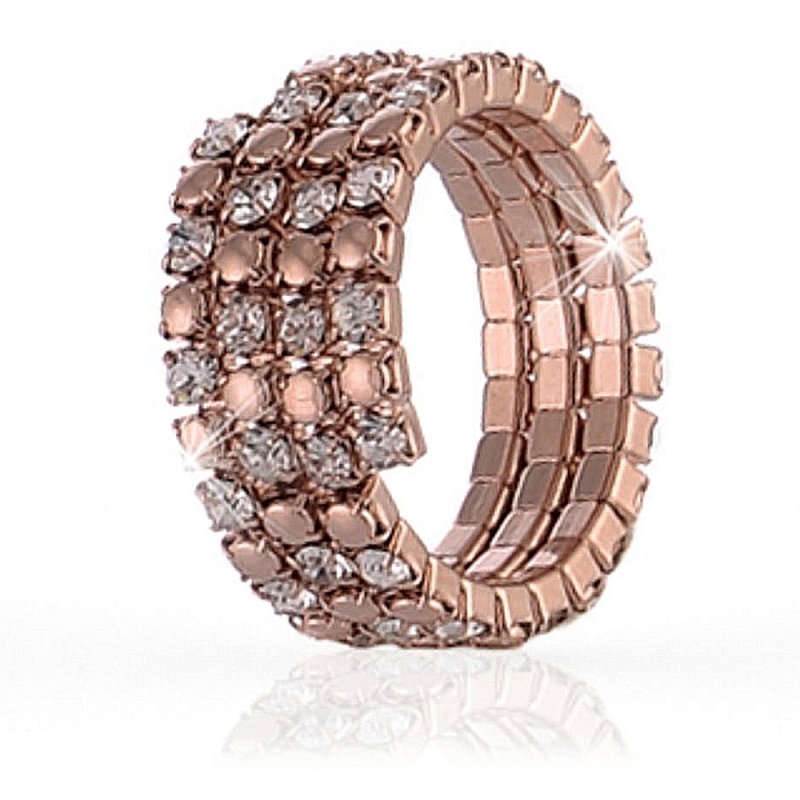 UNOAERRE - Anello in ottone rosa riviera alternata 3 fili