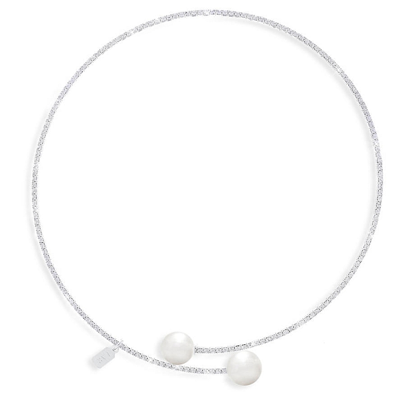 UNOAERRE - COLLANA in bronzo bianco flessibile con perle
