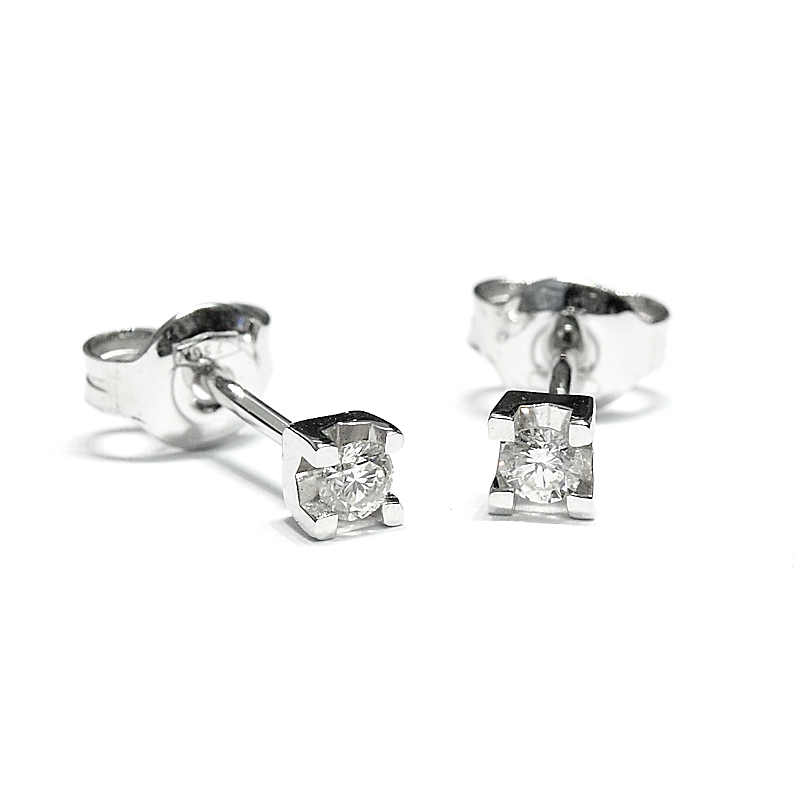 18 Kt White Gold Earrings with Diamonds KT.  0.16