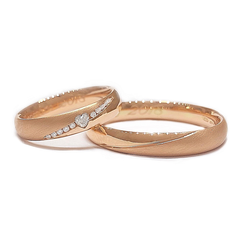 Two Wedding Rings in Rose Gold with Natural Diamonds mod. Artemide