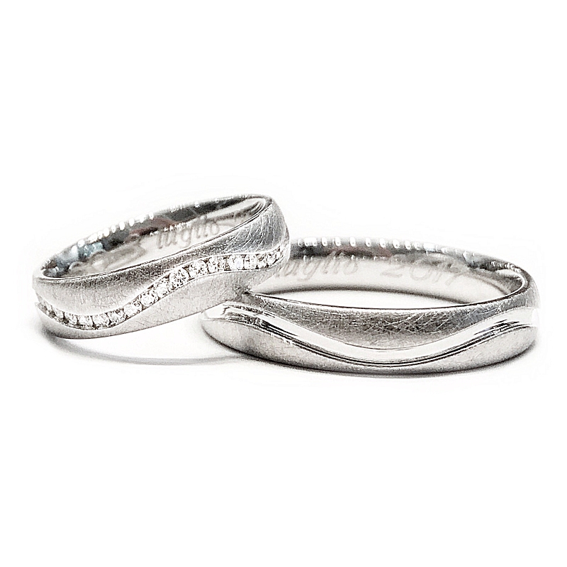 Two Wedding Rings in White Gold with Natural Diamonds mod. Atlantide ICE