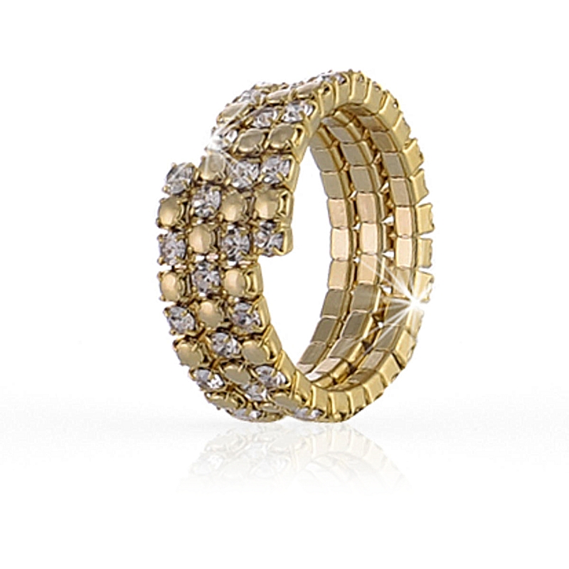 UNOAERRE - Anello in ottone giallo riviera alternata 3 fili