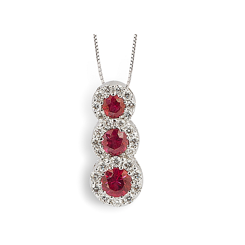 18 kt White Gold Necklace with Kt. 0,47 Rubies and Kt. 0,22 Natural Diamonds
