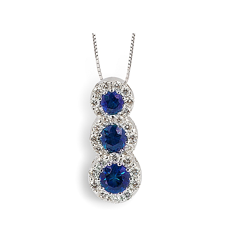18 kt White Gold Necklace with Kt. 0,45 Sapphires and Kt. 0,22 Natural Diamonds