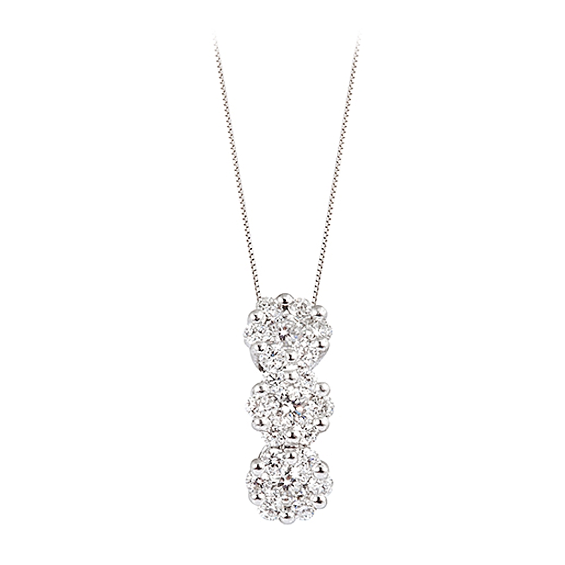 18 kt White Gold Necklace with F/VVS Natural Diamonds.