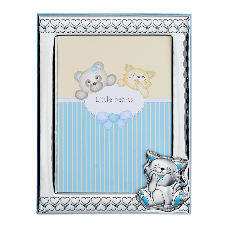 929 SILVER PICTURE FRAME BACK IN WOOD WITH CAT PICTURES SIZE 13x18 Cm.