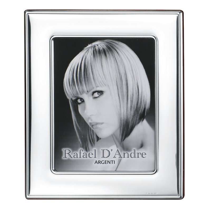 CORNICE IN ARGENTO 925 MILL. RETRO LEGNO CON BORDI LISCI Mis. Foto Cm. 18x24