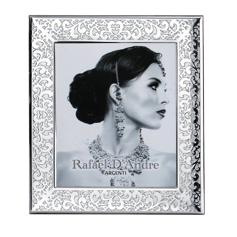 CORNICE IN ARGENTO 925 MILL. RETRO LEGNO FORMA BAROCCA Mis. Foto Cm. 13x18