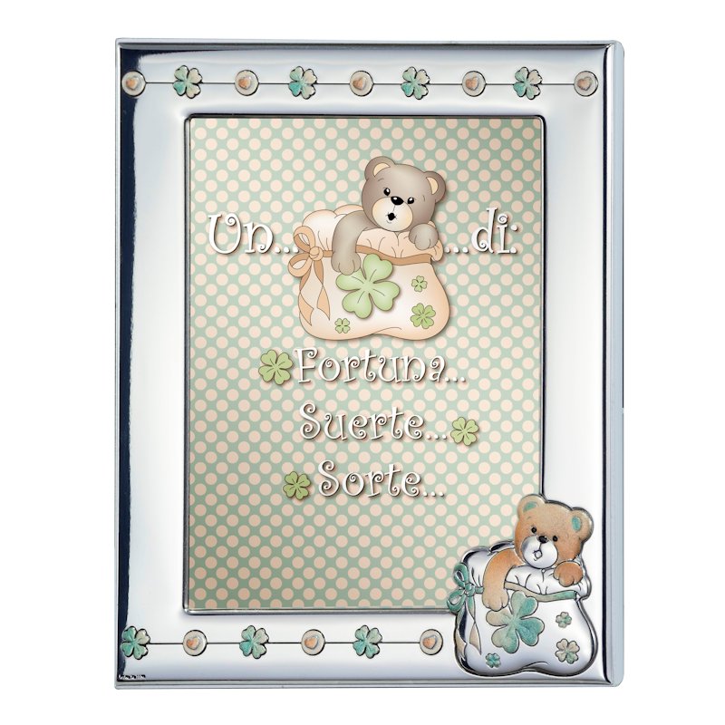 929 SILVER PICTURE FRAME BACK IN WOOD GOOD LUCK PICTURES SIZE 13x18 Cm.