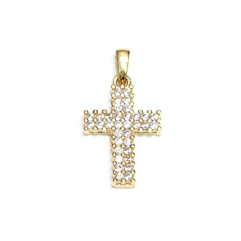 18 Kt Gold Cross with Cubic Zirconia