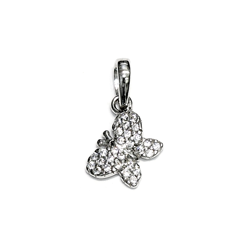 18 Kt White Gold Butterfly with Cubic Zirconia