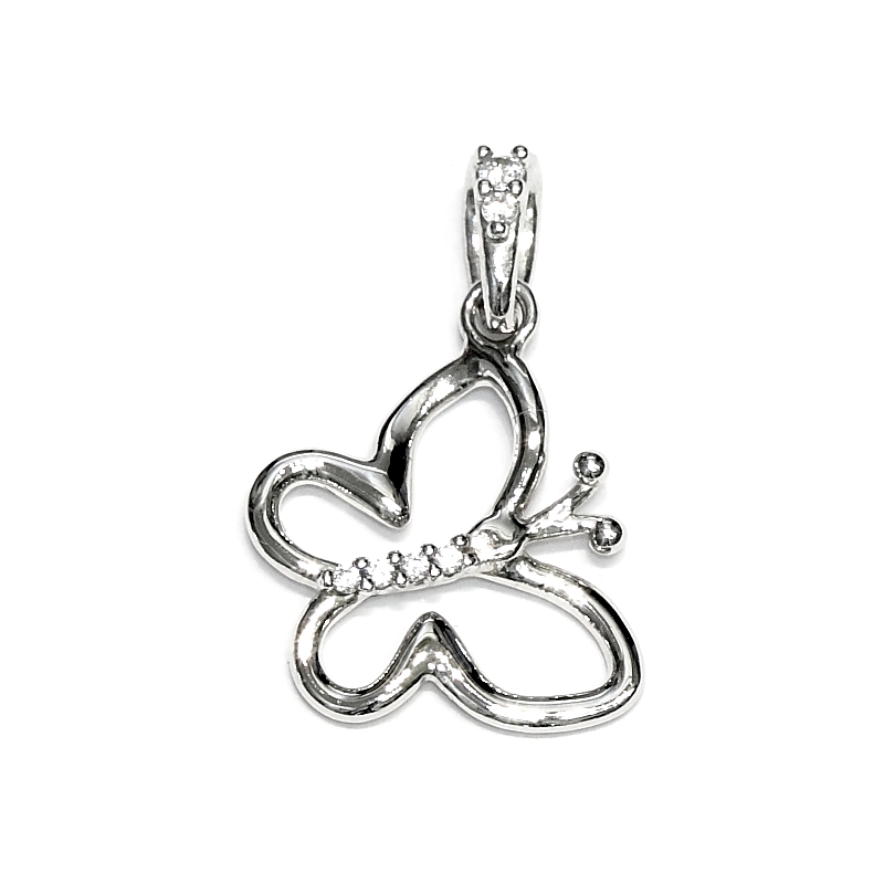 18 Kt White Gold Butterfly with Cubic Zirconia