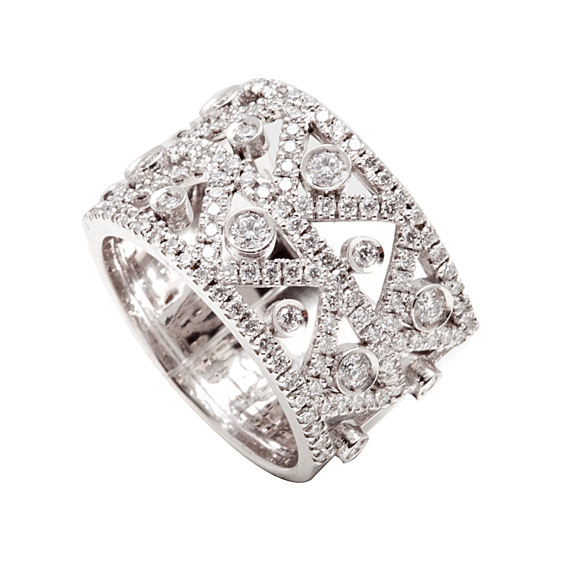 18 Kt White Gold Ring with Natural Diamonds Kt. 1,37 F-VVS