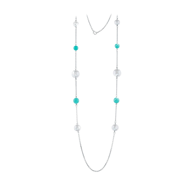 UNOAERRE - Collana lunga con sfere in bronzo lucide e smaltate