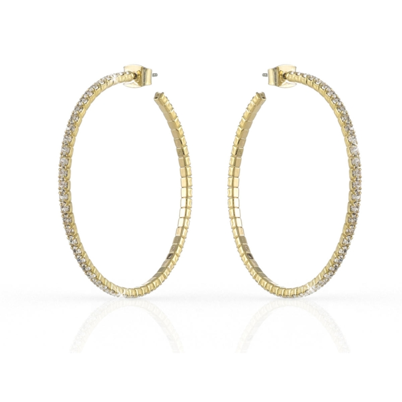 UNOAERRE - Orecchini in bronzo oro a cerchio aperti con cubic zirconia