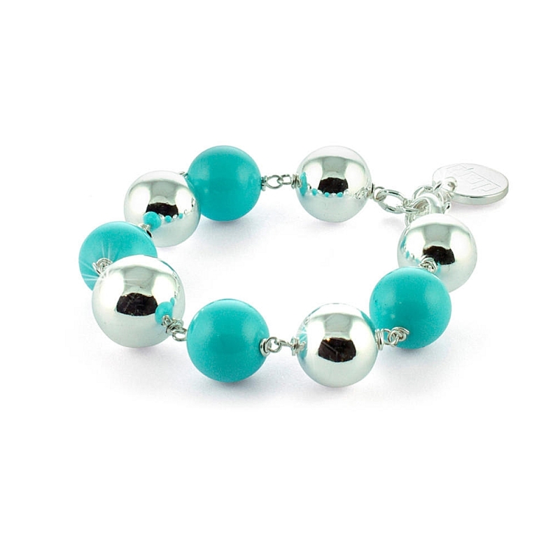 UNOAERRE - Bracciale con sfere in bronzo lucide e smaltate colorate
