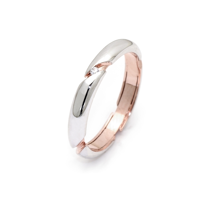 Two-Color Gold Wedding Ring Rose and White Mod. Raiatea mm. 3,8