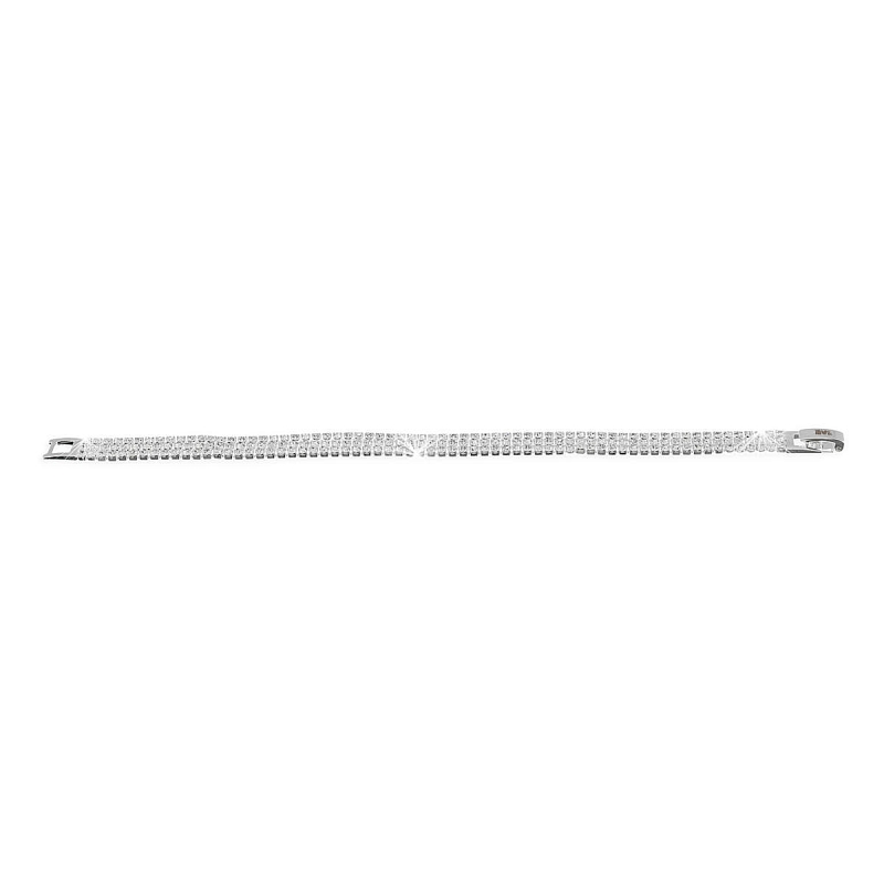 UNOAERRE - Bracciale a tre fili di cristalli bianchi con chiusura a linguetta