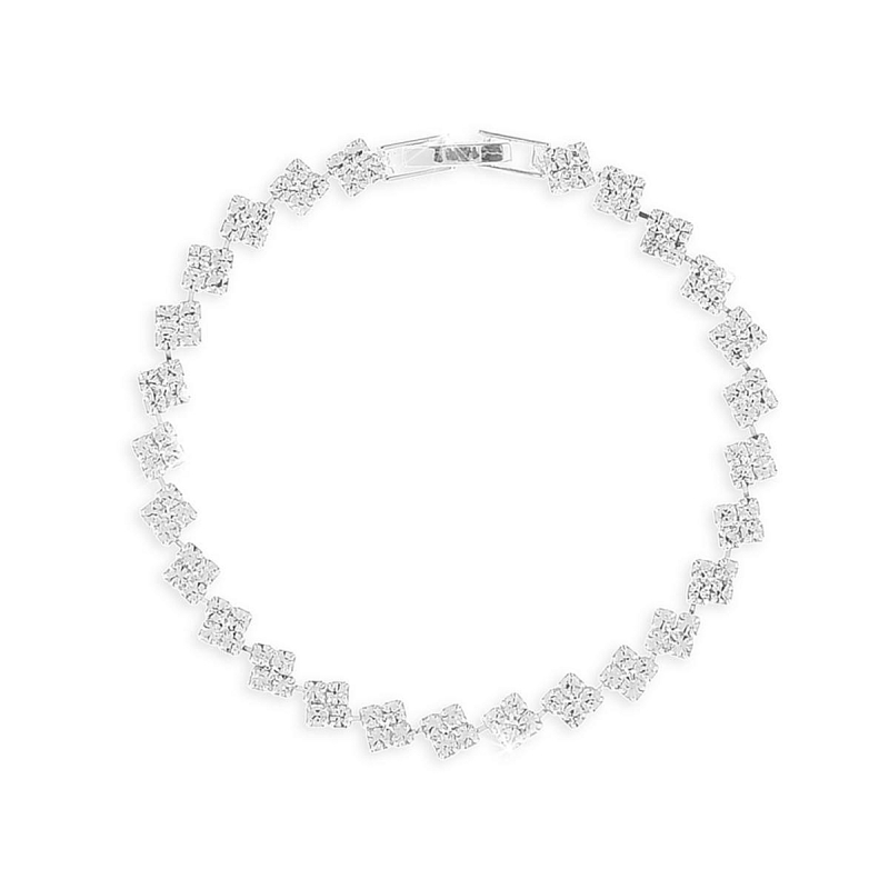 UNOAERRE - Bracciale tennis con motivo floreale cristalli bianchi Cm.17