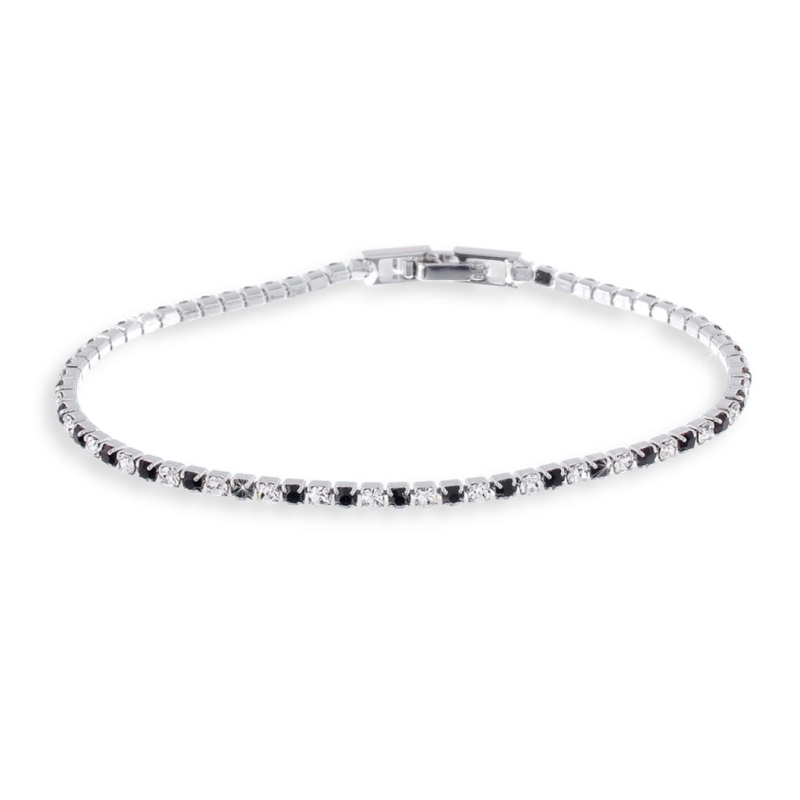 UNOAERRE - Bracciale tennis bianco e nero con cubic zirconia Cm. 17