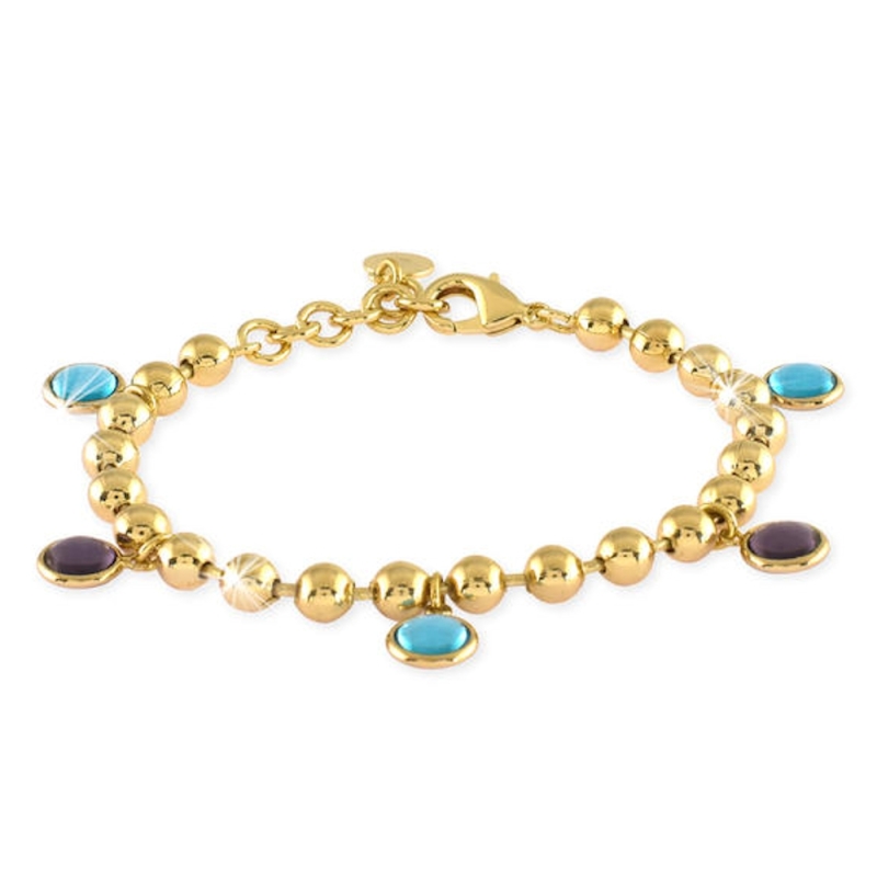 UNOAERRE - Bracciale catena a palline con pietre colorate