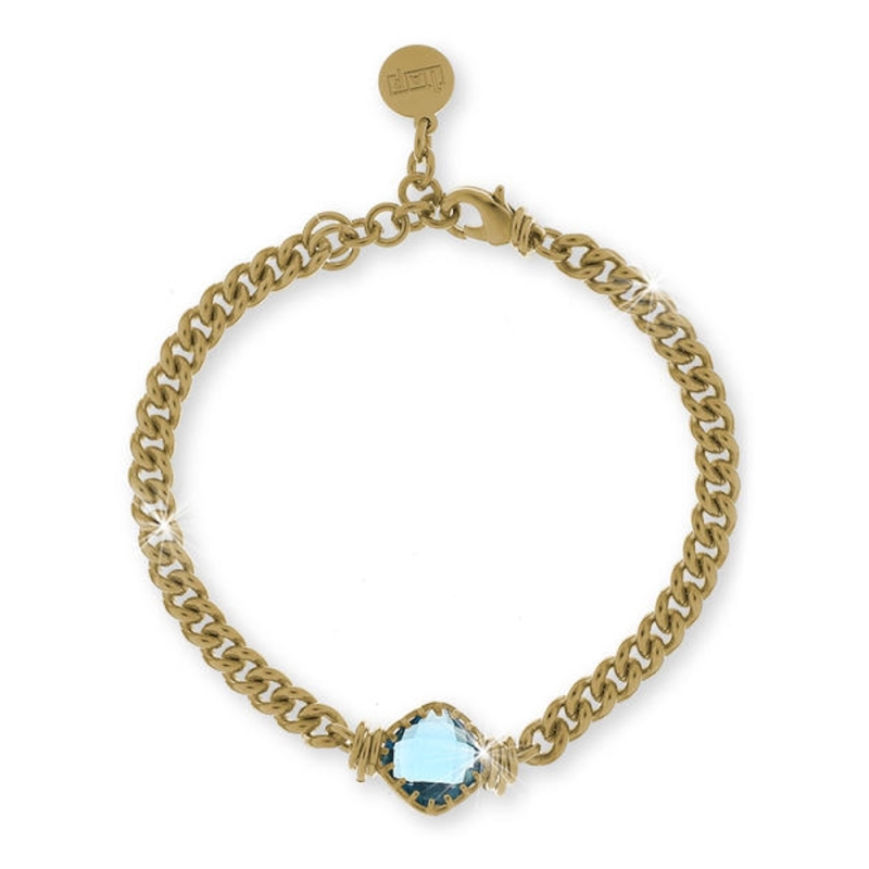 UNOAERRE - Bracciale a catena con cristallo colore topazio azzurro