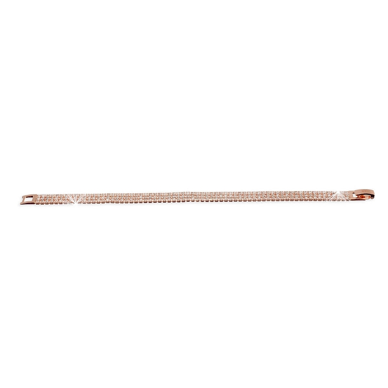 UNOAERRE - Bracciale in bronzo rosa tennis a 3 fili Cm. 17