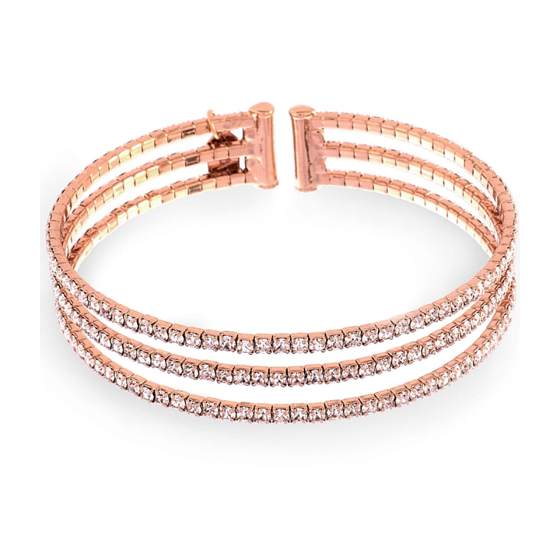 UNOAERRE - Bracciale rigido 3 fili di cristalli bianchi