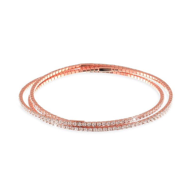 UNOAERRE - Bracciale tennis rigido a 3 cerchi chiusi intrecciati
