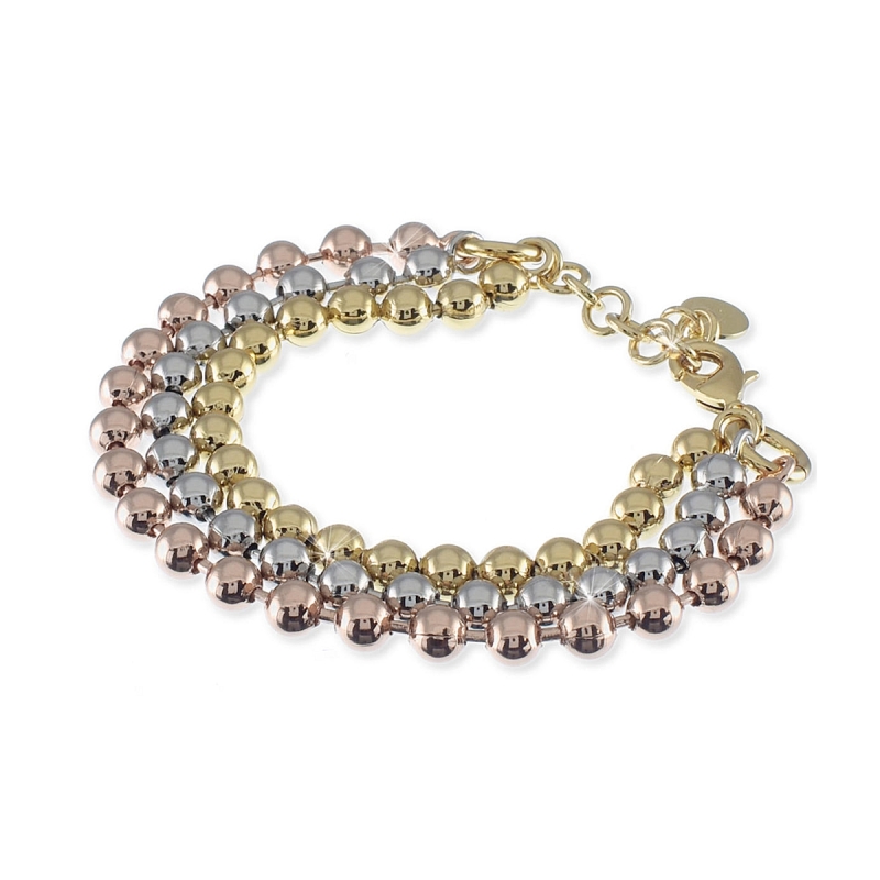 UNOAERRE - Bracciale a 3 fili di catena a palline tre colori