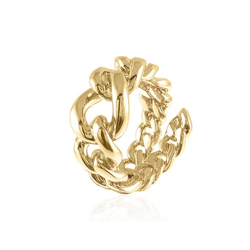 UNOAERRE - Anello in bronzo giallo aperto a catena
