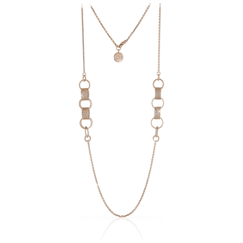 UNOAERRE - Collana in bronzo rosa con spirali di fili diamantati