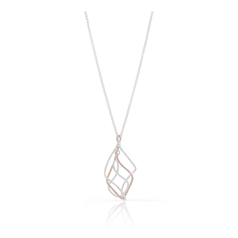 UNOAERRE - Collana in bronzo bianco con pendente diamantato